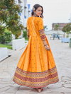 Orange Colour Rayon Print Gown Collection Wholesale Clothing Distributors In India Aaradhna 2032